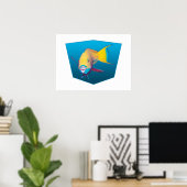 Parrotfish - Ontwerp gradiënt blauwe achtergrond | Poster (Thuiskantoor)