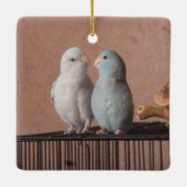 Parrotlet Paar Keramisch Ornament (Achterkant)