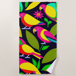 Parrots Design serviette de plage en coton