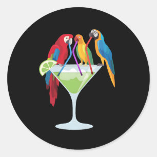 Parrots Drink Margarita Tropische Vacatie Hawai Ronde Sticker