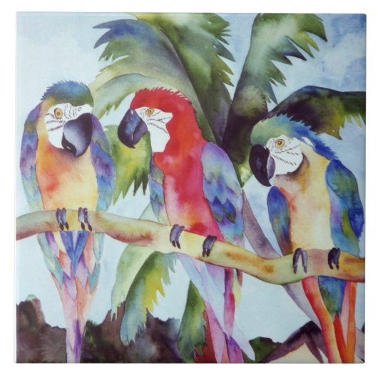 Parrots in de Paradise-tegel Tegeltje (Voorkant)