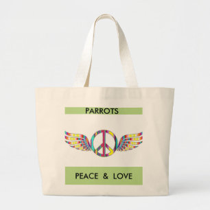 Parrots Peace and Love Canvas tas
