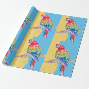 Parrots van de Waterverf van Parrots Cadeaupapier