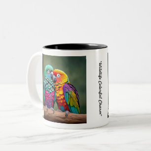 "Parrot's Vibrant Plumage" Tweekleurige Koffiemok