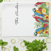 Parrots vogelblauw groene bladeren familienaam theedoek (Gevouwen)