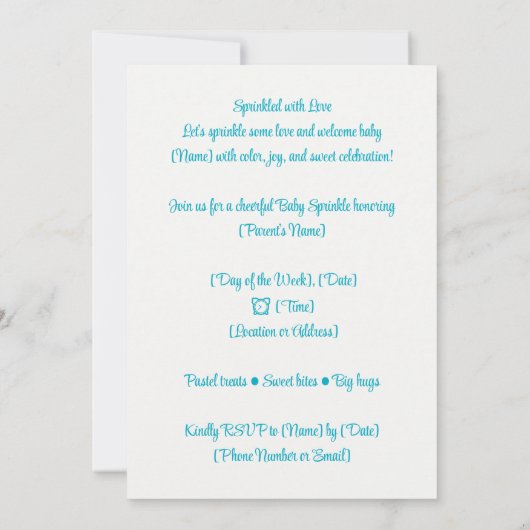 Parsemé d'amour Invitation | Petits points sucrés (Dos)