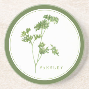 PARSLEY FRAIS Dessous de verre rond de grès +texte