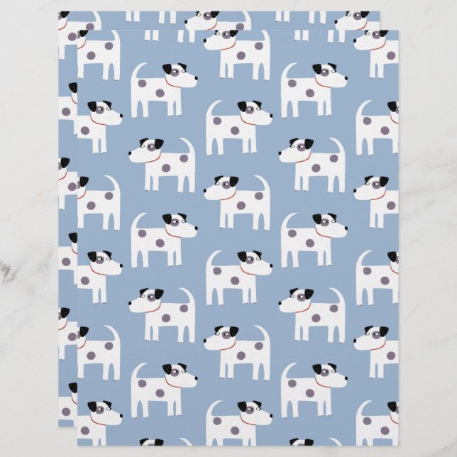 Parson Jack Russell Terrier Dog Pattern Blue (Voorkant / Achterkant)