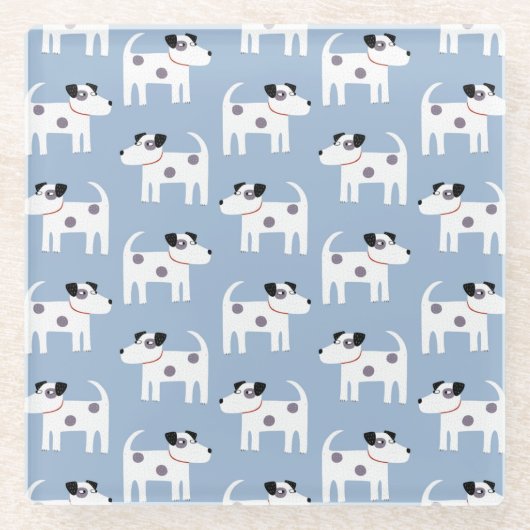Parson Jack Russell Terrier Dog Pattern Blue Glazen Onderzetter (Voorkant)