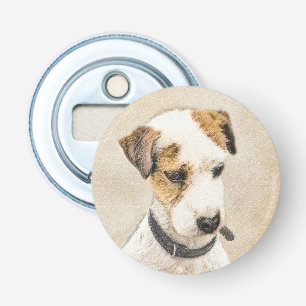 Parson Jack Russell Terrier Painting - Dog Art Button Flesopener