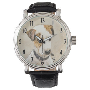 Parson Jack Russell Terrier Painting - Dog Art Horloge