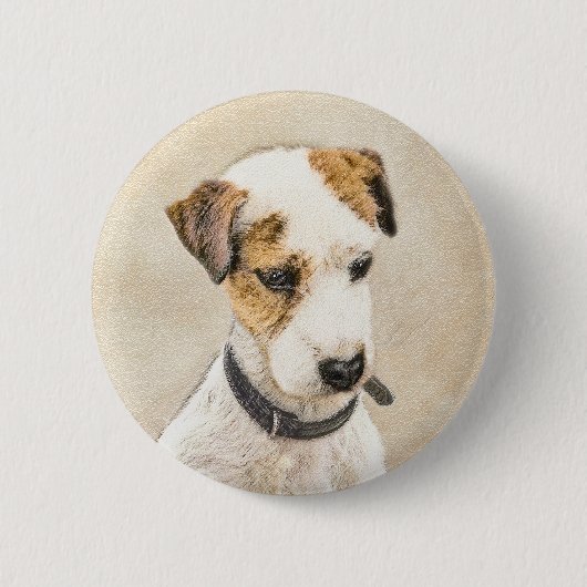 Parson Jack Russell Terrier Painting - Dog Art Ronde Button 5,7 Cm (Voorkant)