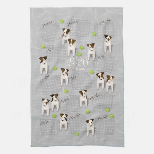 Parson Jack Russell Terriers grijs kalender 2020 Theedoek (Verticaal)