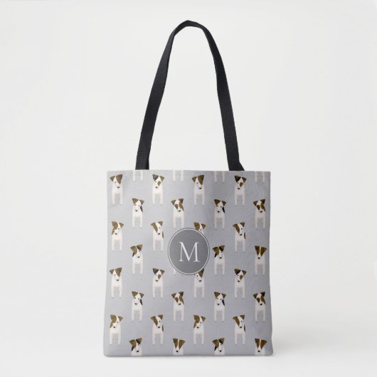 Parson Jack Russell Terriers patroon met monogram Draagtas (Voorkant)