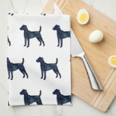 Parson Russel Terrier Black Waterverf Theedoek (Quarter Fold)