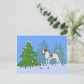 Parson Russell Terrier die kerstboom deinst Feestdagenkaart (Staand voorkant)