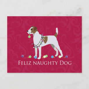 Parson Russell Terrier Feliz Naughty Dog Kerstmis Feestdagenkaart