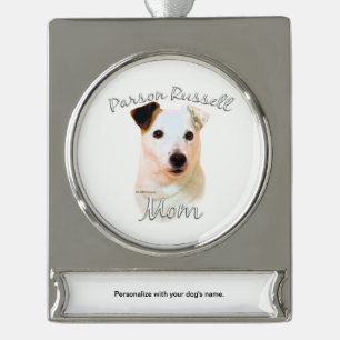 Parson Russell Terrier (glad) mam 2 Verzilverd Banner Ornament