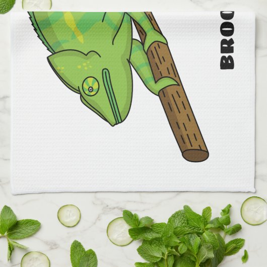 Parson's chameleon illustratie theedoek (Gevouwen)