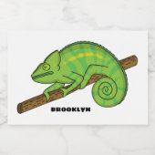 Parson's chameleon illustratie voedselcontainer etiket (Enkel label)
