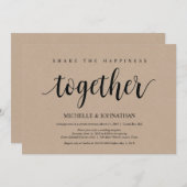 Partager bonheur Mariage Elopement carte d'invitat (Devant / Derrière)