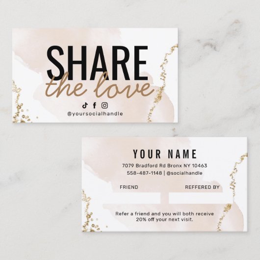 Partager La Carte De Référence D'Amour  (Devant / Derrière)