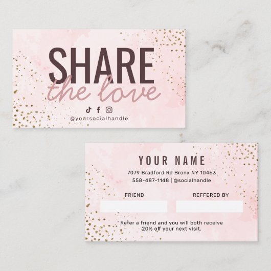 Partager La Carte De Référence D'Amour  (Devant / Derrière)