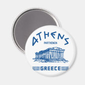 Parthenon - Athene - Grieks (blauw) Magneet (Voorkant / Achterkant)