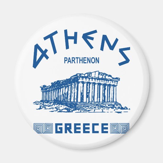 Parthenon - Athene - Grieks (blauw) Magneet (Voorkant)