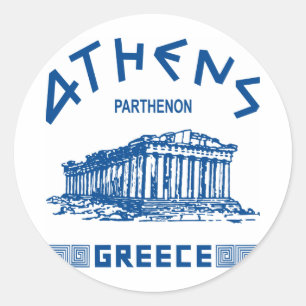 Parthenon - Athene - Grieks (blauw) Ronde Sticker