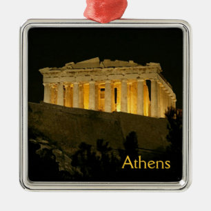 Parthenon bij nacht metalen ornament
