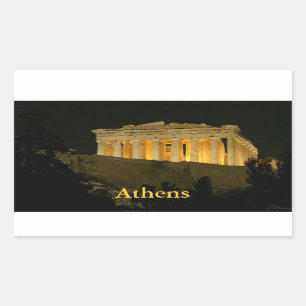 Parthenon bij nacht rechthoekige sticker