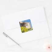 Parthenon-tempel met veerbloemen vierkante sticker (Envelop)