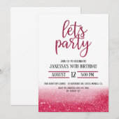 PARTI ADULTE, INVITATION PARTIES SCINTILLANT, ROSE (Devant / Derrière)