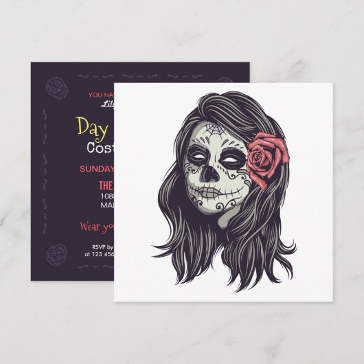 Parti Boo-tiful Dia de los Muertos| Invitation (Devant / Derrière)