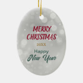 Parti Cocker Spaniel verpakt in kerstverlichting Keramisch Ornament (Achterkant)