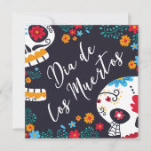 Parti coloré Dia de los Muertos| Invitation (Devant)