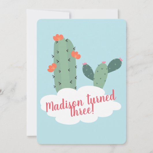 Parti Cute moderne Llama Cactus Merci d'anniversai (Dos)