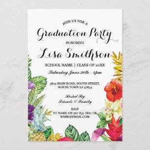Parti de graduation Aloha Tropical Luau Invitation