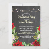 Parti de la graduation Invitation Rustic Red Roses (Devant)
