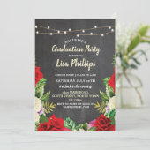 Parti de la graduation Invitation Rustic Red Roses (Debout devant)