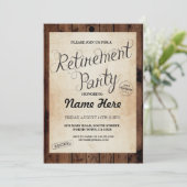 Parti de la retraite Wood Rustic Retire Invitation (Debout devant)