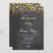 Parti de retraite Balle d'or pourpre Invitation re (Devant / Derrière)