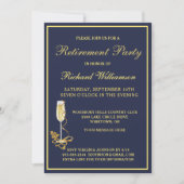 Parti de retraite Elégant Marine Gold Invitation (Devant)