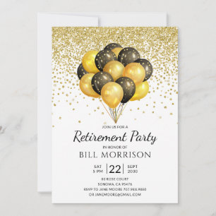 Parti de retraite Gold Noir sur invitation blanche