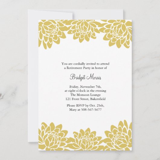 Parti de retraite Jaune Invitation moderne et flor (Devant)