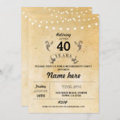 Parti de retraite Rustique Retraité Invitation Vin (Devant / Derrière)