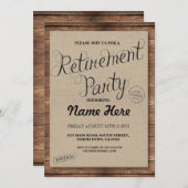 Parti de retraite Wood Rustic Retire Invitation Vi (Devant / Derrière)
