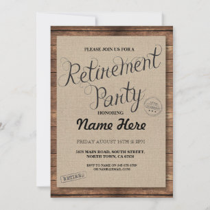 Parti de retraite Wood Rustic Retire Invitation Vi