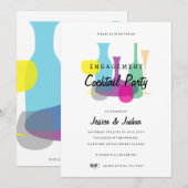 Parti d'engagement rétro | Invitation Cocktail Par (Devant / Derrière)